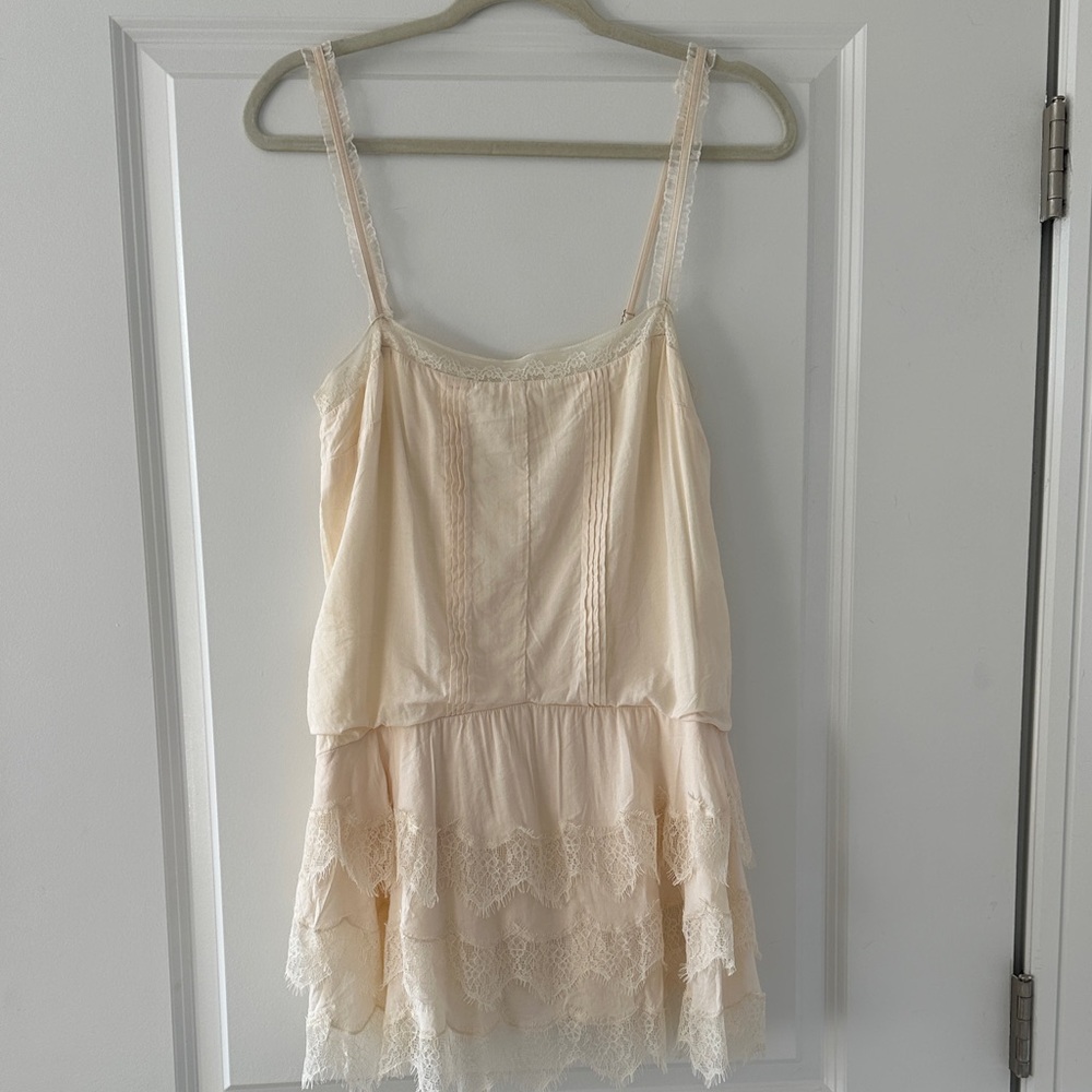Reformation Cleodora Cream Lace-Trim Mini dress - Picture 2 of 9